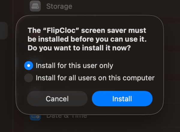 Confirm Screensaver Installation