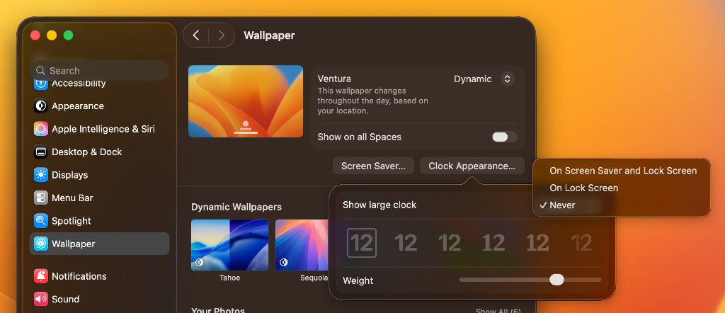 Hide MacOS default screensaver clock