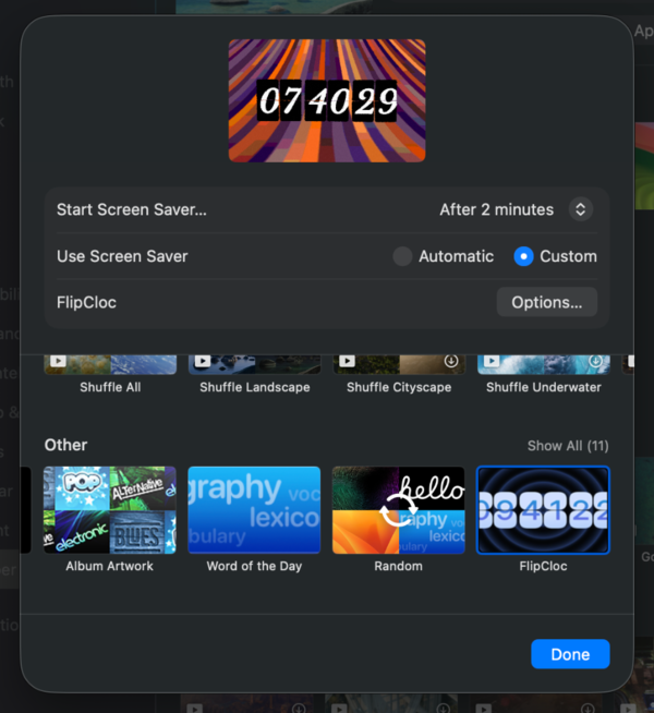 Select FlipCloc Screensaver