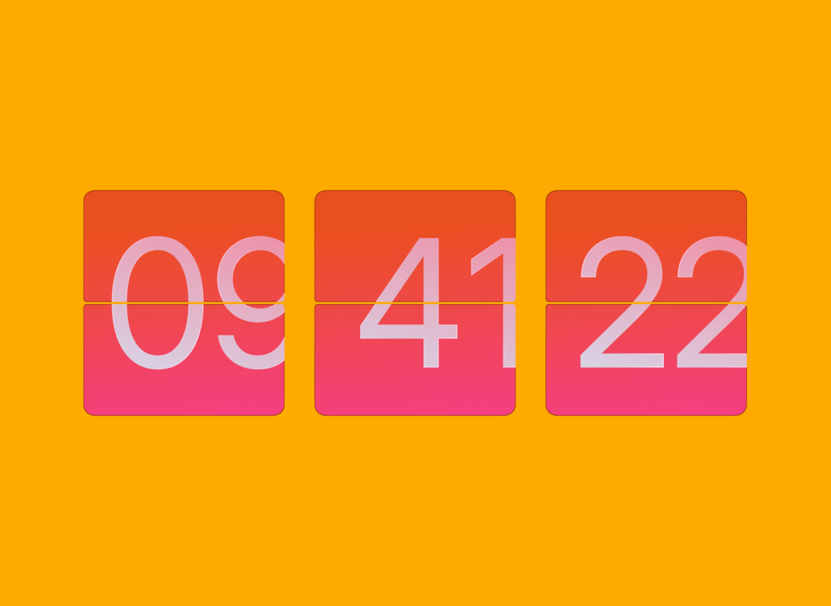 FlipCloc Alpenglow — Mountain sunrise rosy pink and warm amber aesthetic flip clock