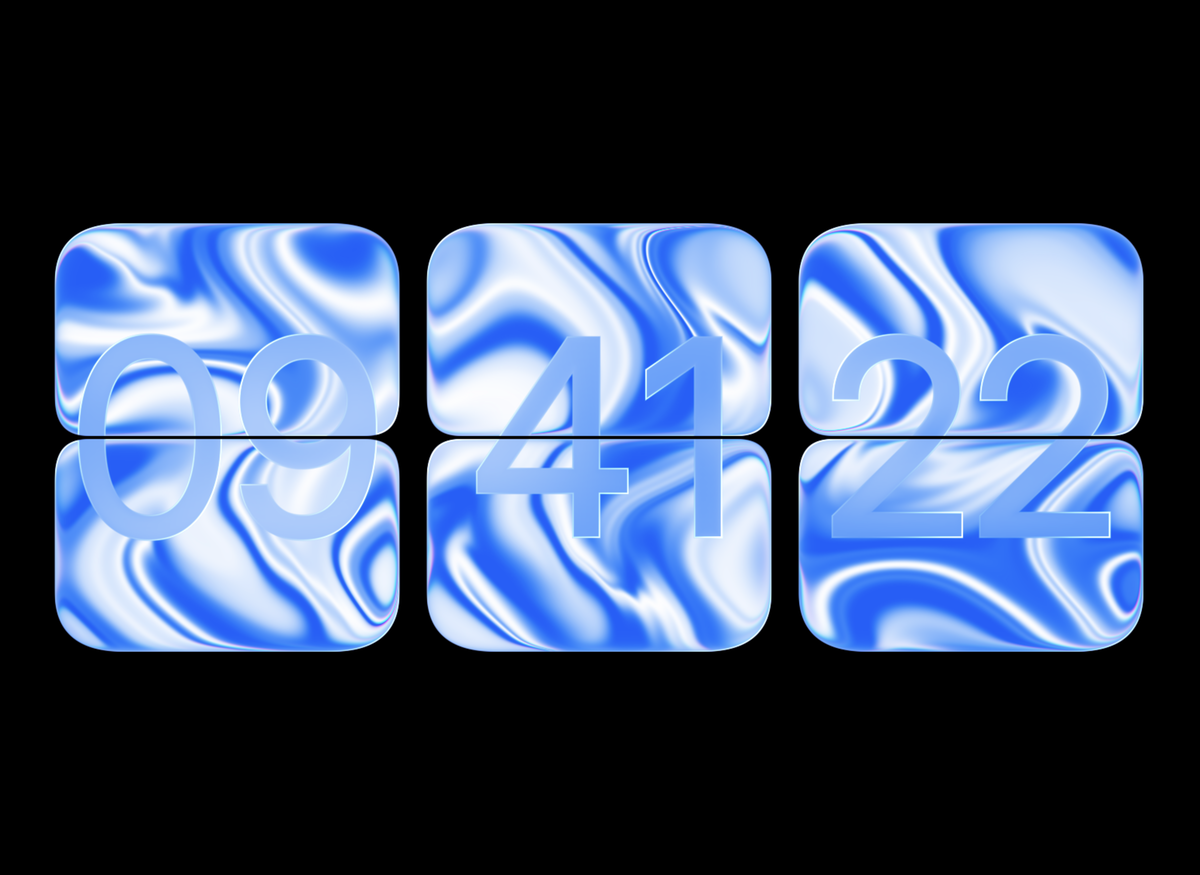 FlipCloc Glass Ocean — Fluid aquatic refractive ocean glassmorphic aesthetic flip clock