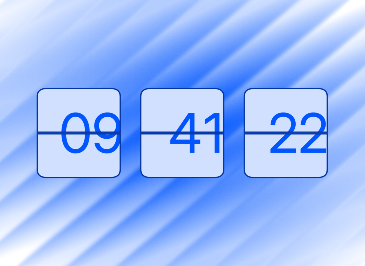 FlipCloc Ice — Pure crisp glacial frost and pale blue minimalist flip clock
