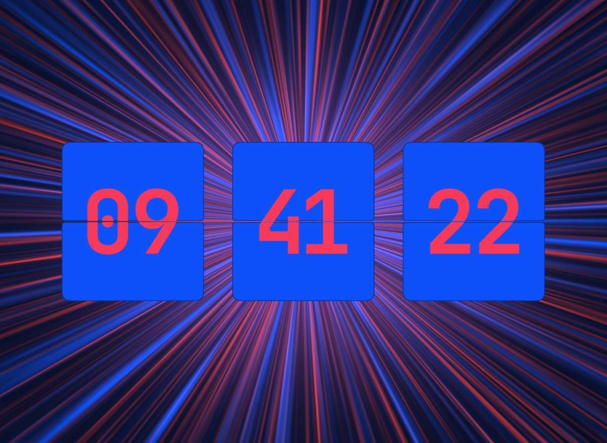 FlipCloc Laser Drift — Retro synthwave neon laser cyberpunk aesthetic flip clock