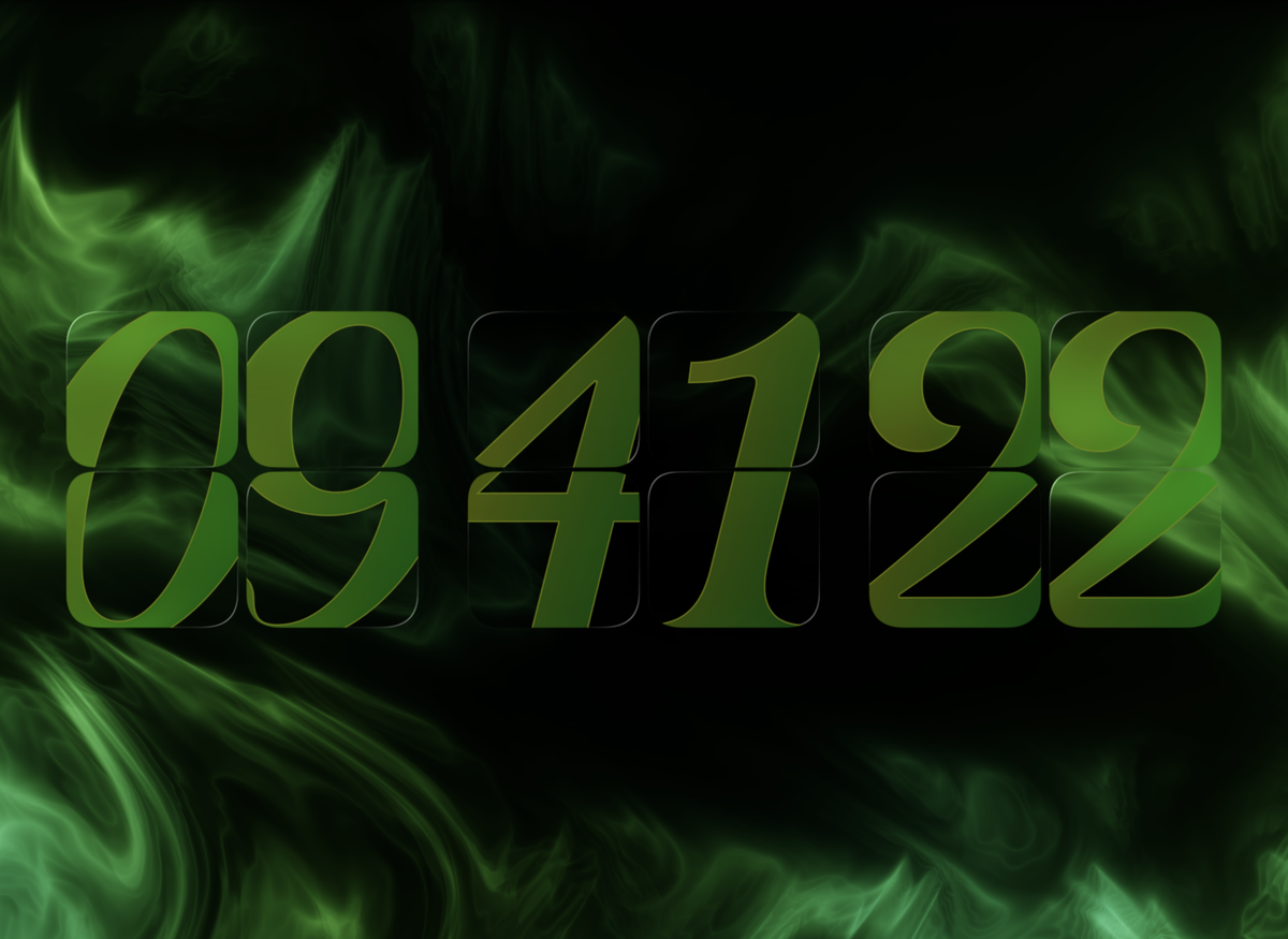 FlipCloc Matrix Glass — Futuristic frosted digital green cyberpunk glass flip clock