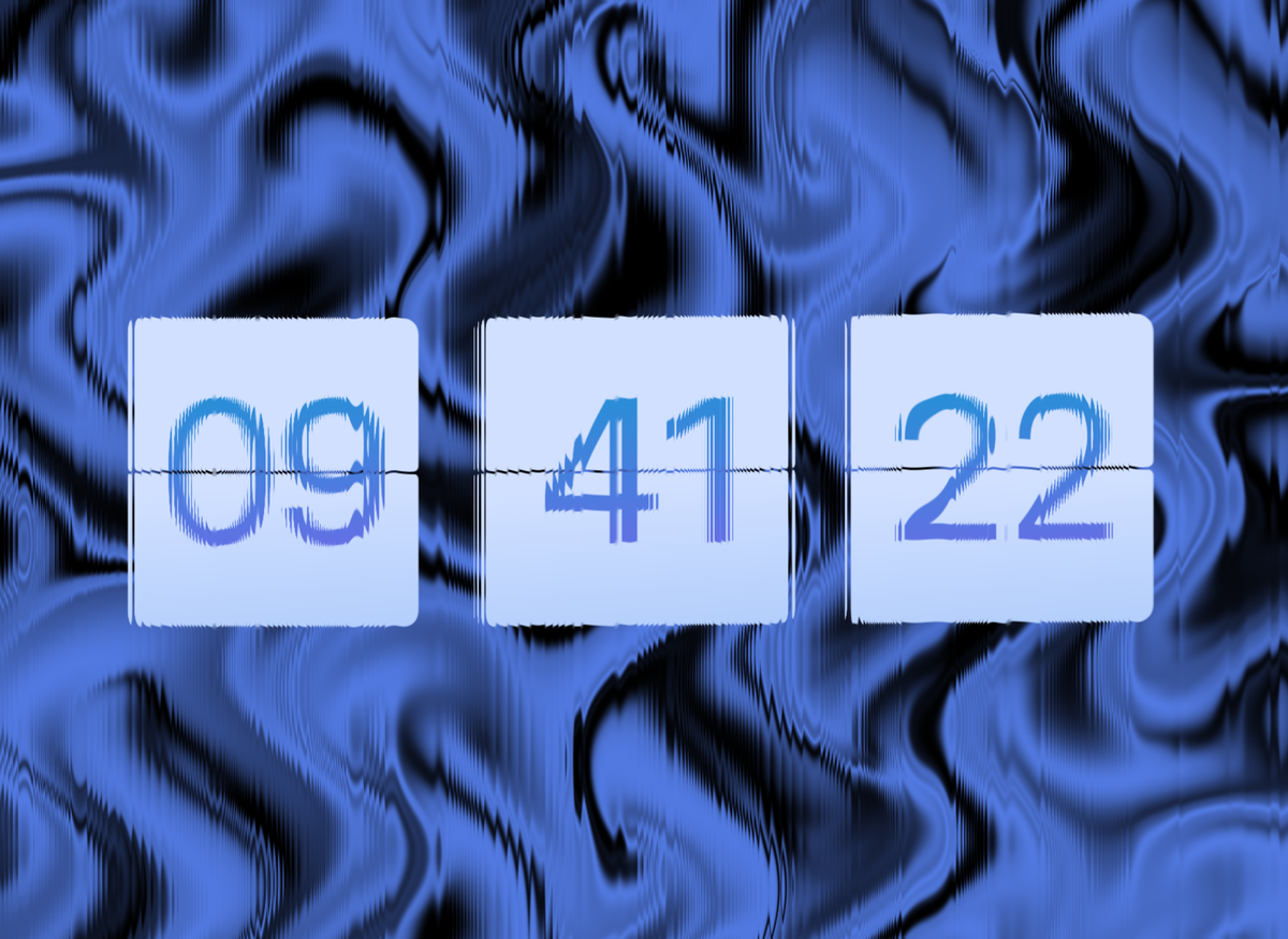 FlipCloc Midnight Mirage — Dark mode fluted glass shimmering twilight aesthetic flip clock