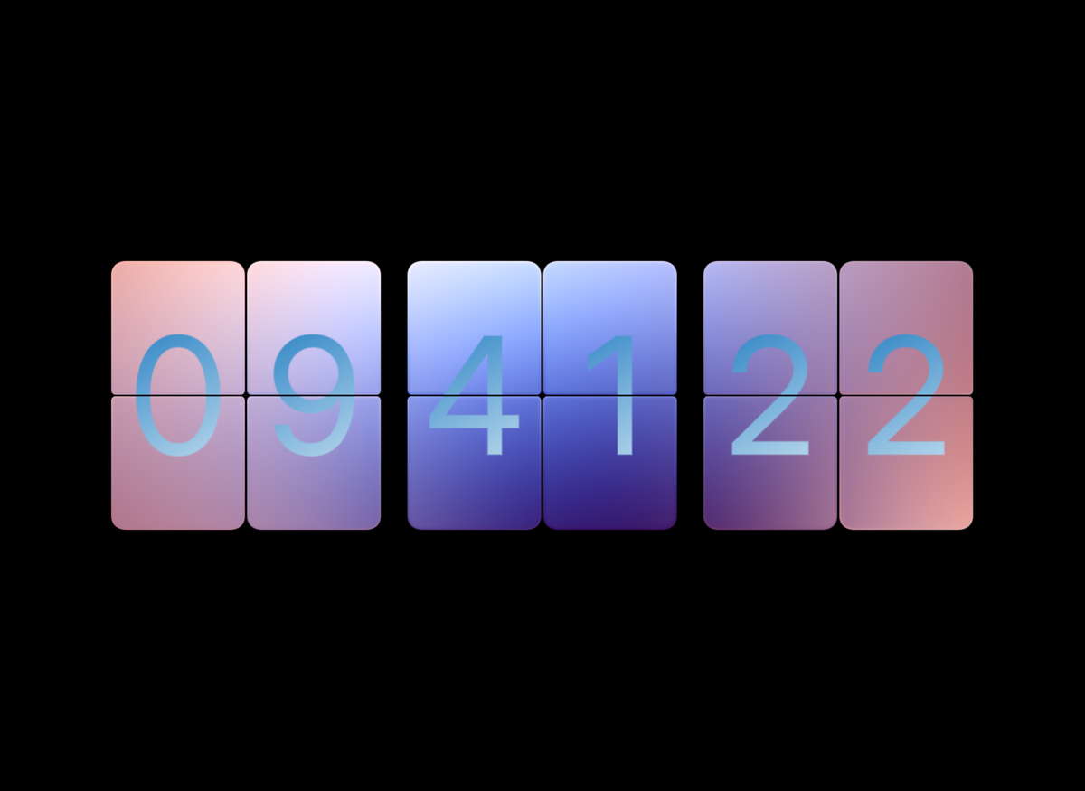 FlipCloc Peach Phantom — Soft pastel peach diffused glowing glassmorphic flip clock