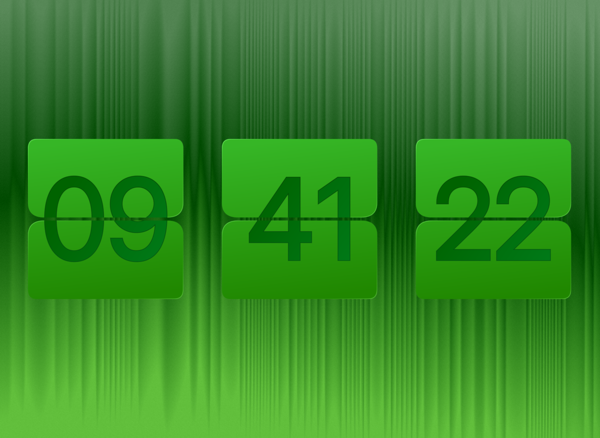 FlipCloc Pine Forest — Nordic evergreen pine woodland tranquil aesthetic flip clock