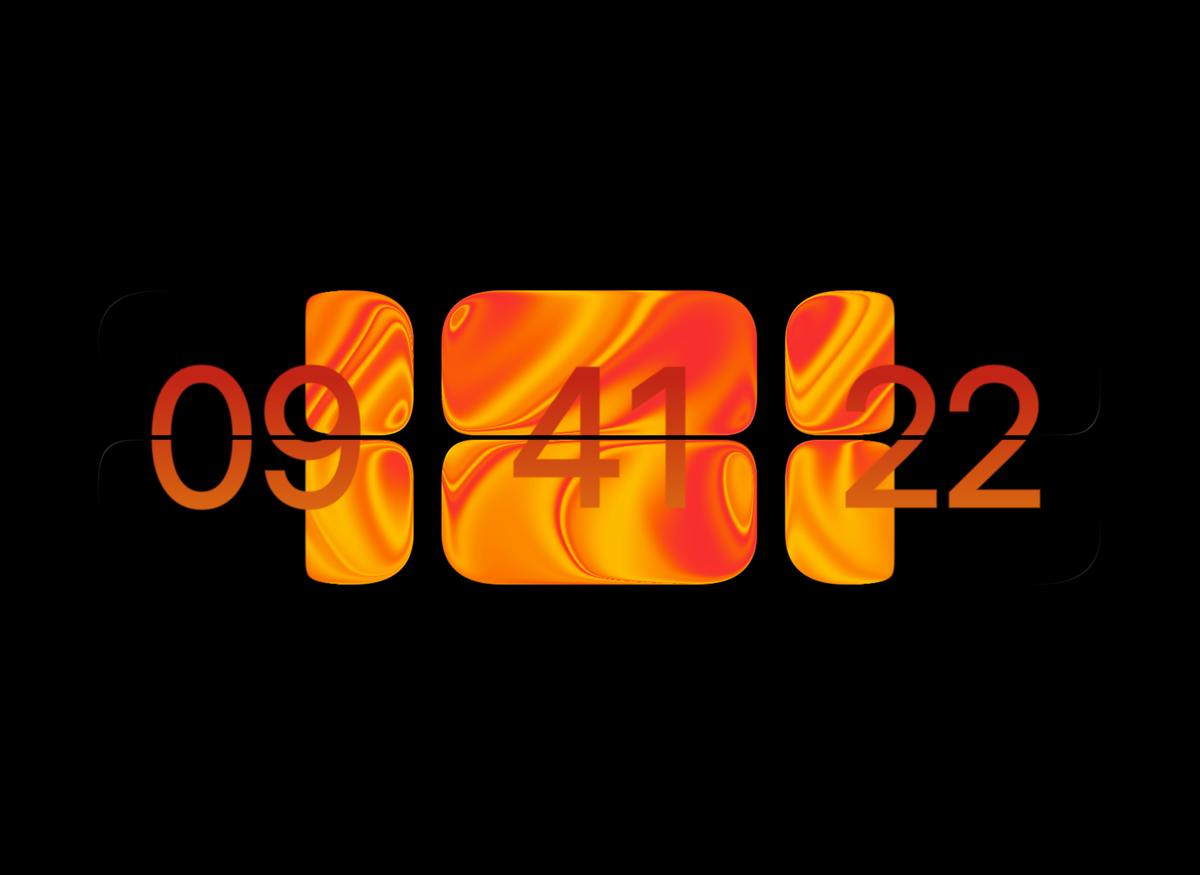 FlipCloc Solar Flare — Blazing coronal solar orange and amber glassmorphism flip clock