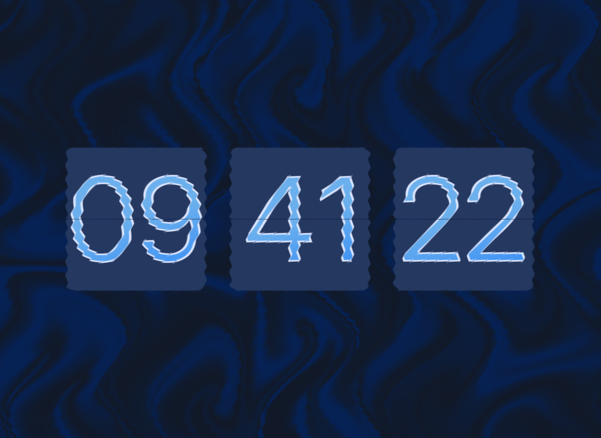 FlipCloc Solaris Blue — Electric celestial solar flare and glowing plasma aesthetic flip clock