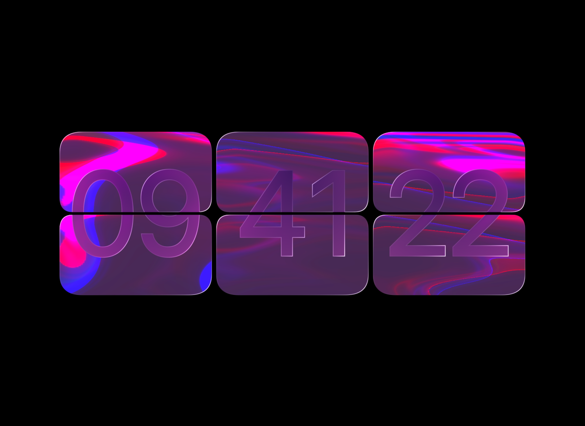 FlipCloc Void Glass — Dark minimalist stealth glassmorphism flip clock with edge lighting